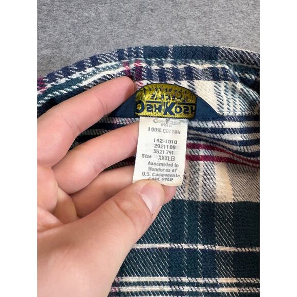 VINTAGE 90s Oshkosh B’Gosh Flannel Shirt Mens 3XLB Plaid Workwear Western Retro - Picture 6 of 7